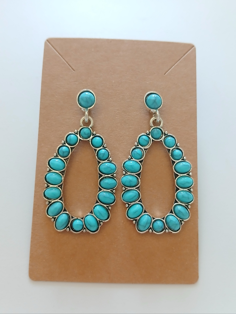 Fashion Jewelry Turquoise Teardrop Hoop Earrings